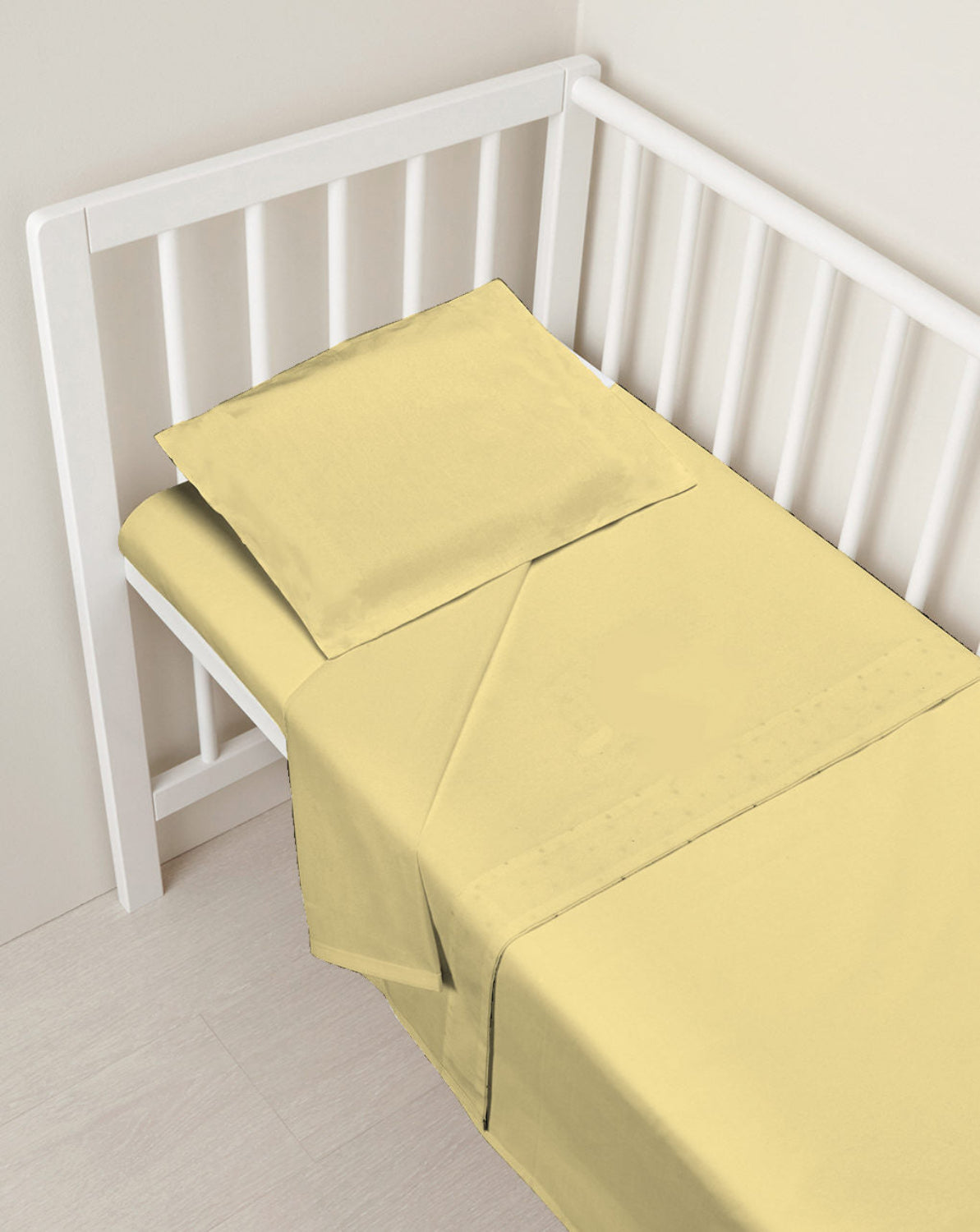 Lenzuolo + federa per lettino e culla - Tinta unita Giallo chiaro