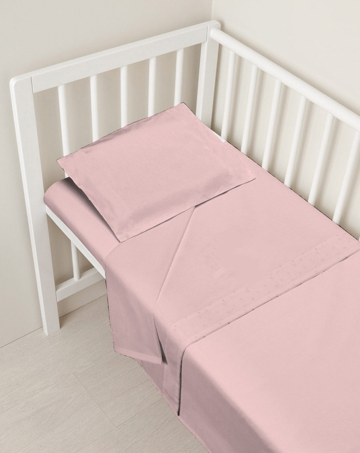Lenzuolo + federa per lettino e culla - Tinta unita Rosa