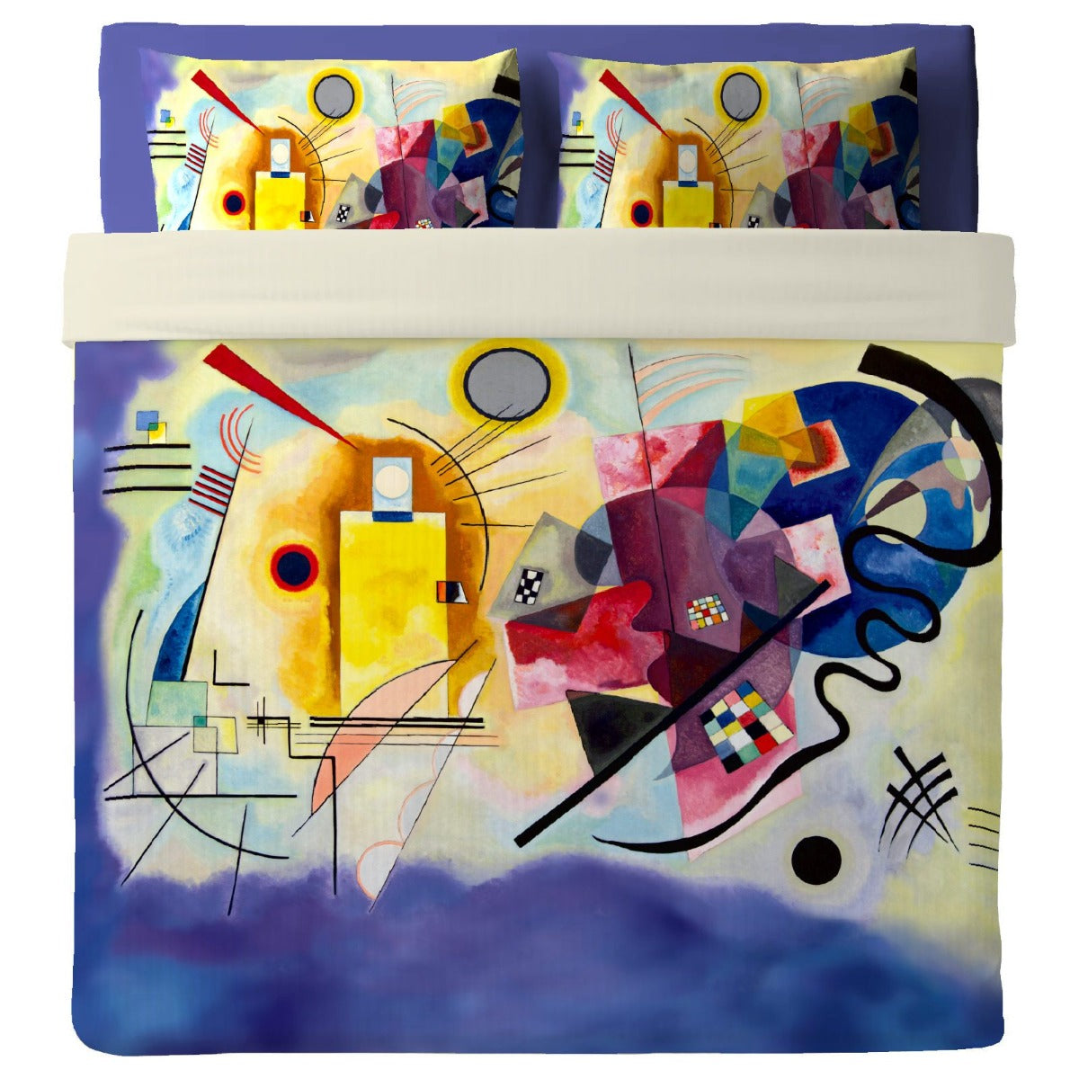 Kandinskj Bedsheet with Pillowcases - Yellow Red Blue