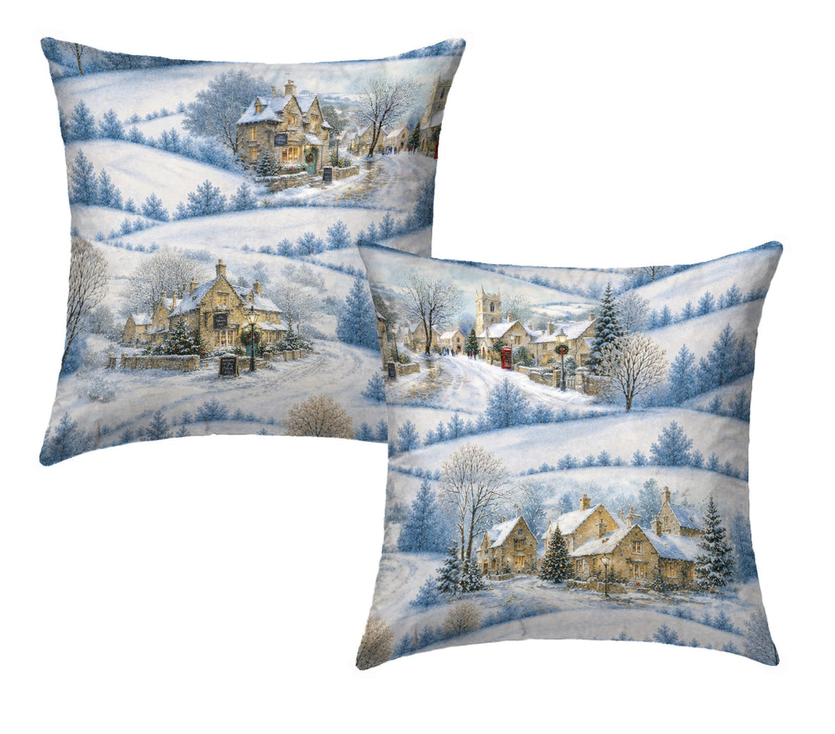 Coppia Fodere per Cuscino Arredo cm. 40x40 - VILLAGGI SOTTO LA NEVE