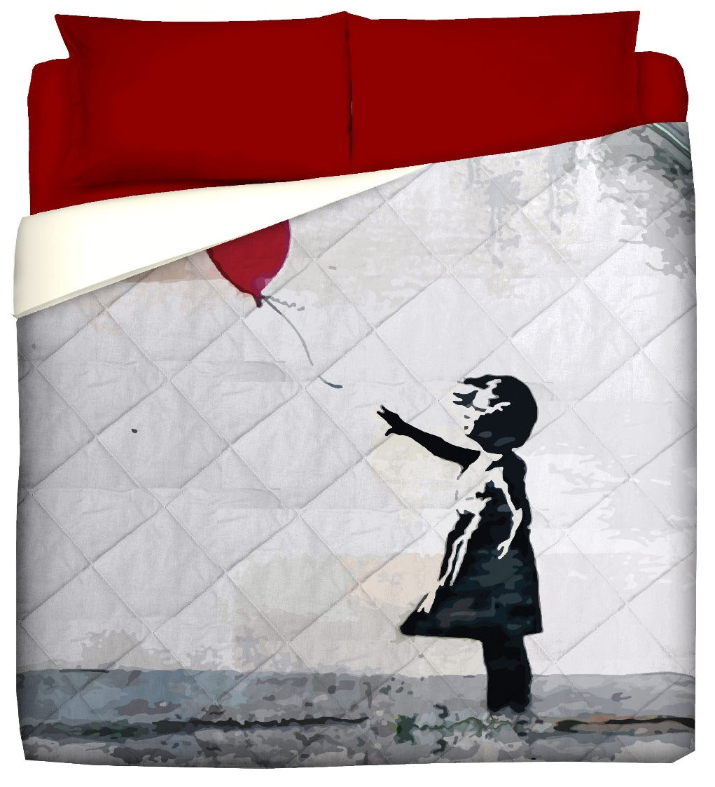 Winter Quilt - Street art - Girl with love ballon