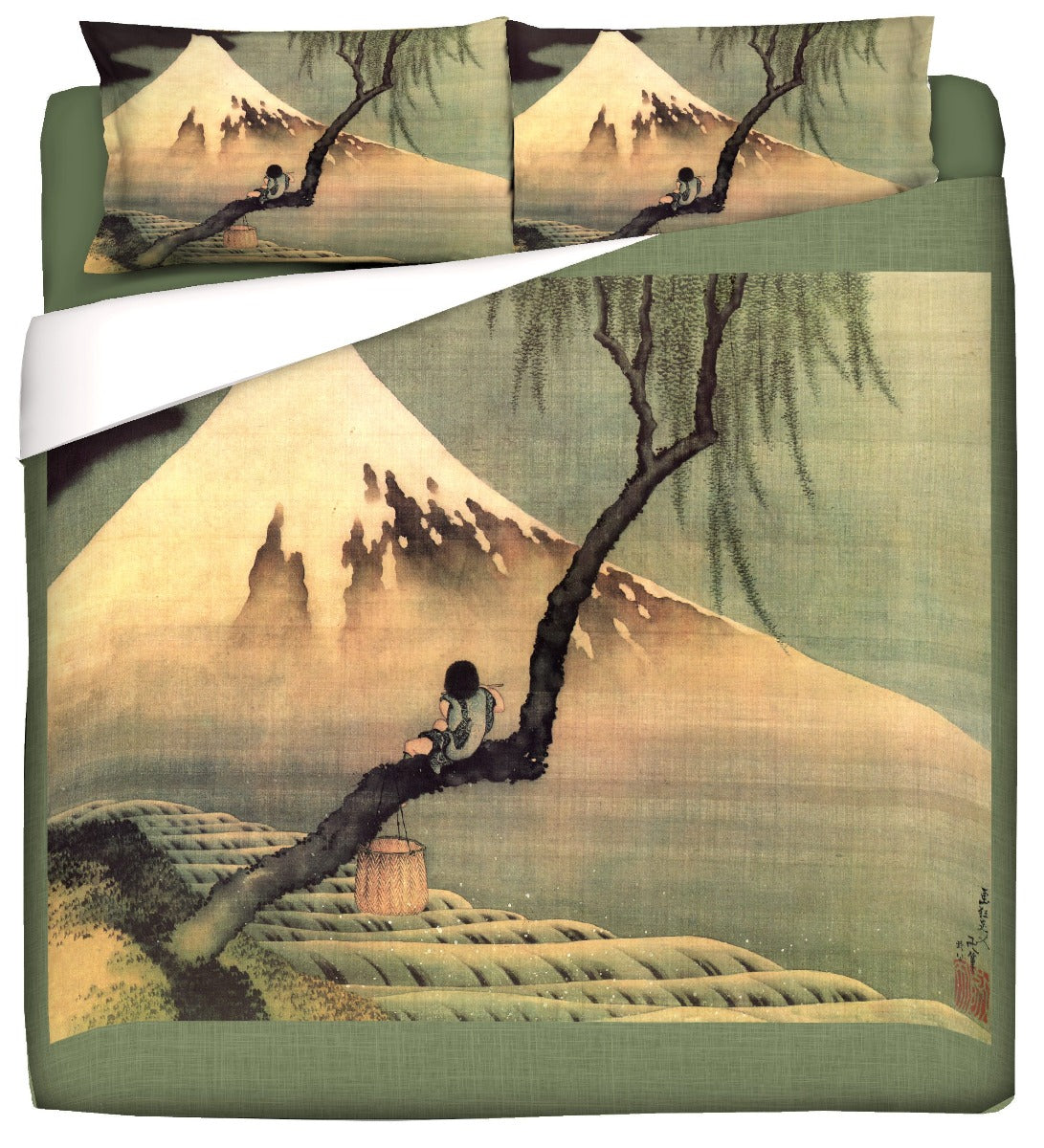 Duvet cover with pillowcases - Hokusai - Boy on a tree