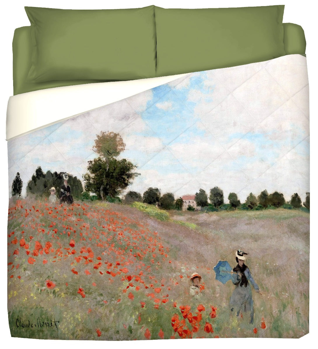Monet Winter Quilt - Field of poppies