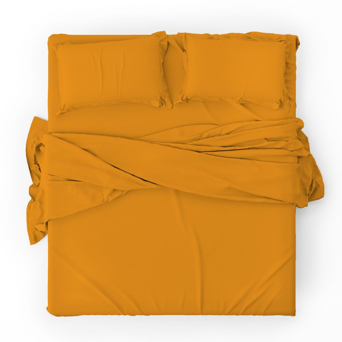 Duvet cover with pillowcases - Ocher Solid Color