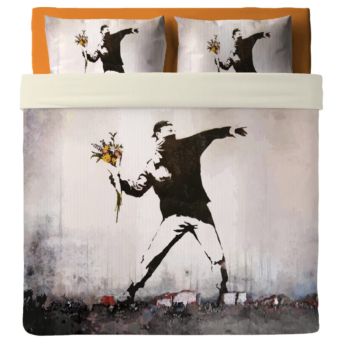 Bedsheet with pillowcases Street art - Pitcher of flowers