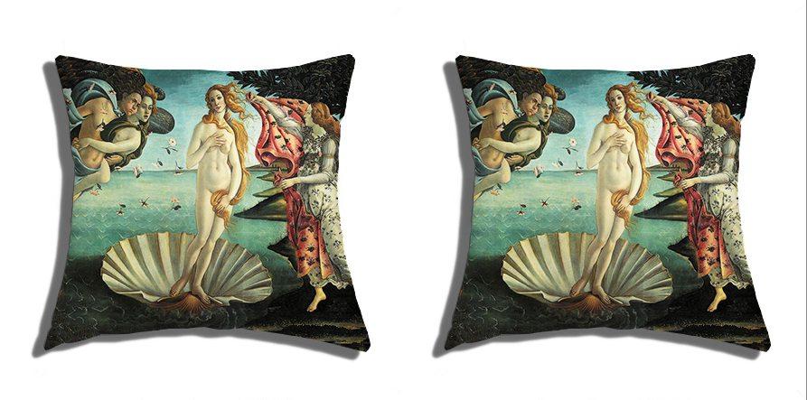 Pair of Cushion Covers for Furniture - Botticelli - The birth of Venus
